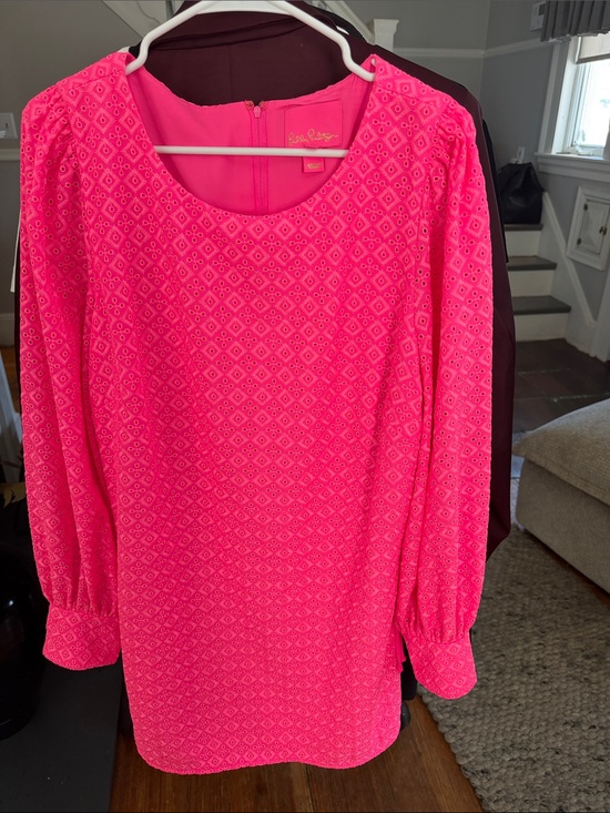 Lilly Pulitzer Dresses & Skirts - Lilly Pulitzer Hot Pink Diamond Eyelet Shift Dress/Romper